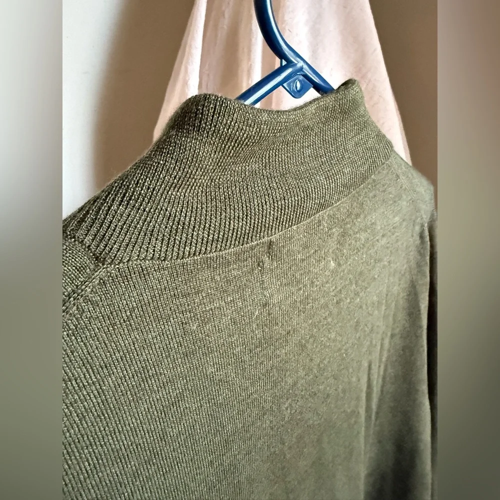 L/Merino wool 💯 NWOT  JOSEPH ABBOUD Men's Olive Green Half-Zip Sweater - Picture 5 of 12